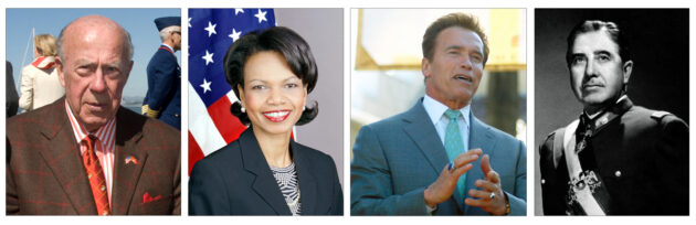 George Shultz, Condoleezza Rice, Arnold Schwarzenegger, Augusto Pinochet